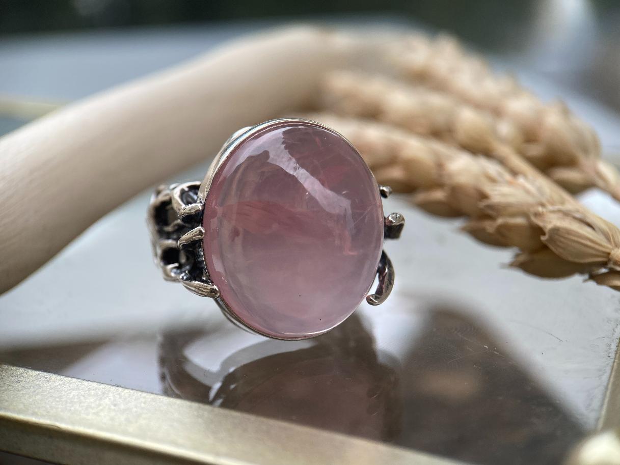 Кольцо с розовым кварцем круглой формы 20,5 размер KL-0354, фото 5