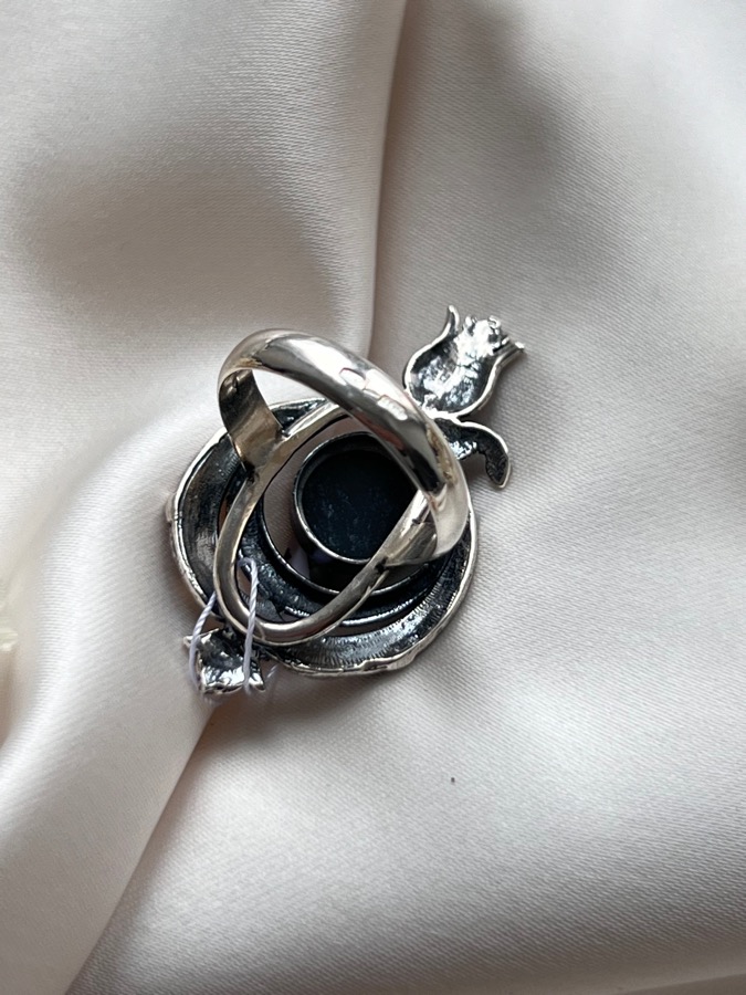 Кольцо из серебра с нефритом, 19 размер U-185, фото 4