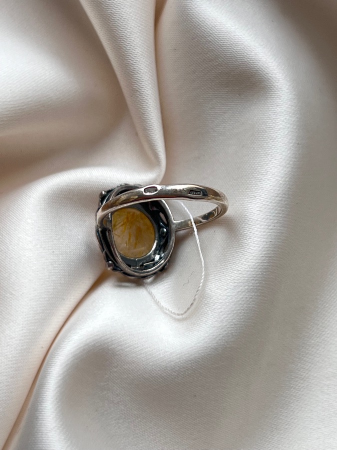 Кольцо из серебра с волосатиком (рутиловый кварц), 18,5 размер K-111, фото 4