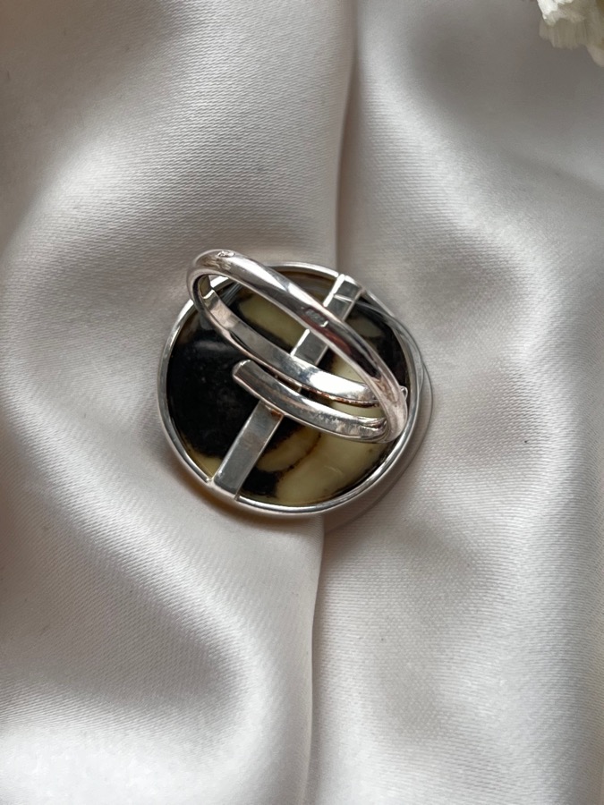 Кольцо из серебра с янтарём, 19 размер 720100, фото 4