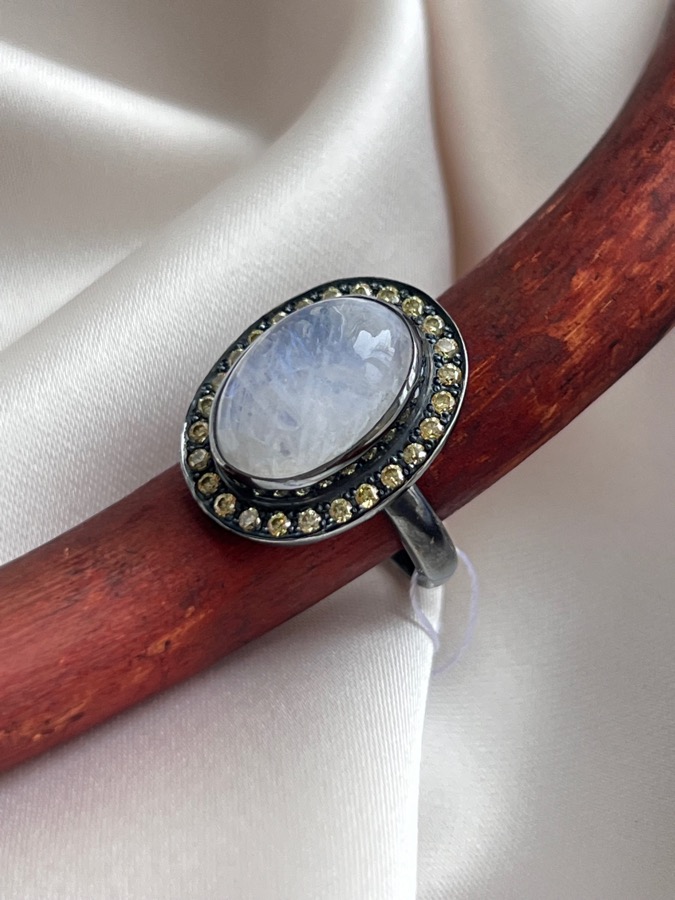 Кольцо из серебра с лунным камнем, 16,5 размер U-1510, фото 4