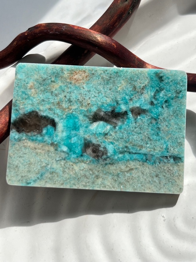Амазонит, полированный срез 0,5 х 5 х 7 см SK-0177, фото 1