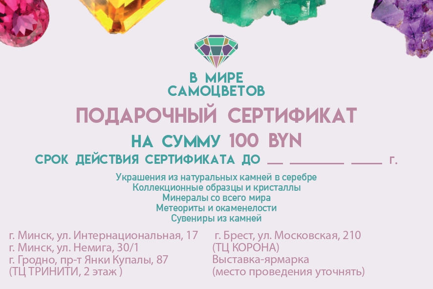 Подарочный сертификат на сумму 100 BYN SERT-0002, фото 2