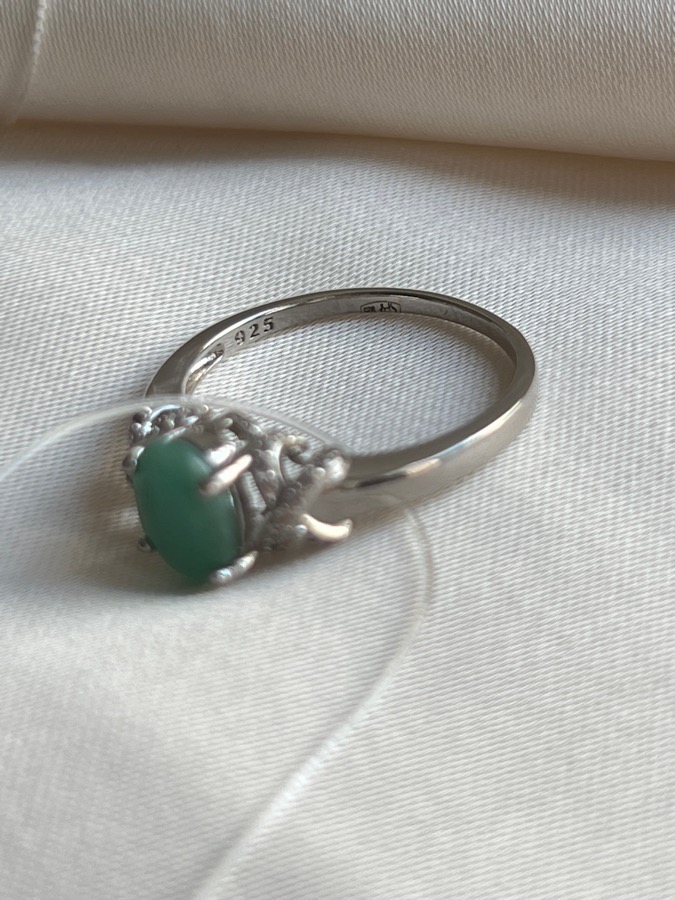 Кольцо из серебра с изумрудом (зелёный берилл) в огранке, 17 размер 559189, фото 4