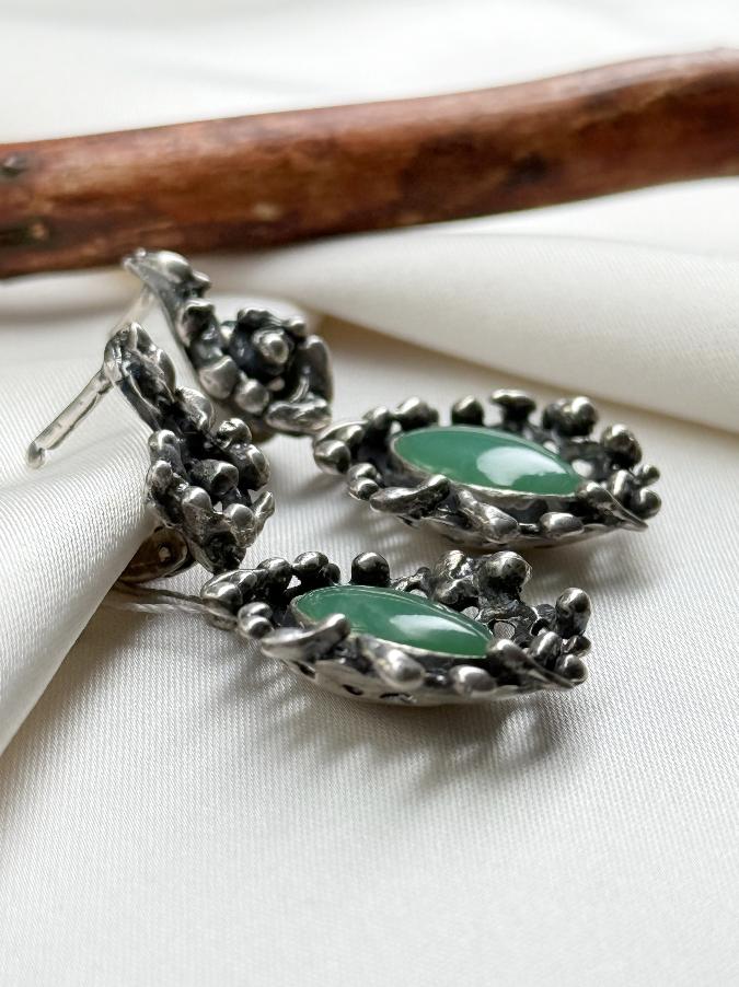 Серьги из серебра с хризопразом  U-246, фото 2