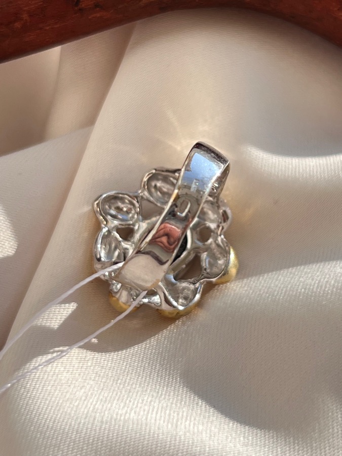 Кольцо из серебра в форме цветка с лабрадором, 17,75 размер U-1102, фото 4