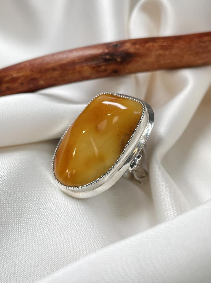 Кольцо из серебра с королевским янтарем,18 размер U-281, фото 3