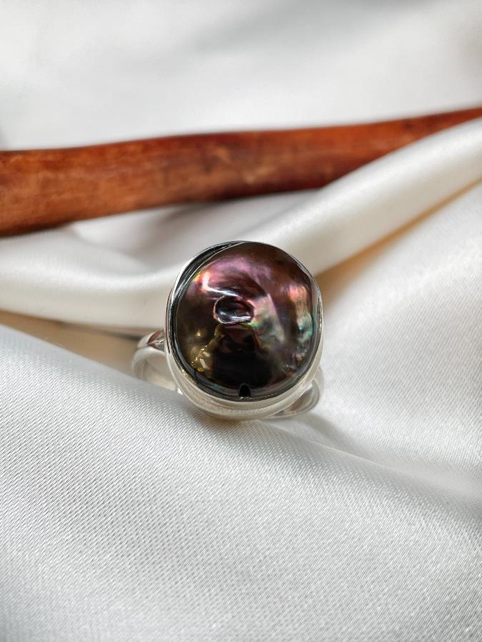 купить Кольцо из серебра с жемчугом Барокко, 18 размер  , фото 1