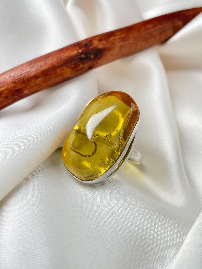купить Кольцо из серебра с янтарем,18,5 размер , фото 2