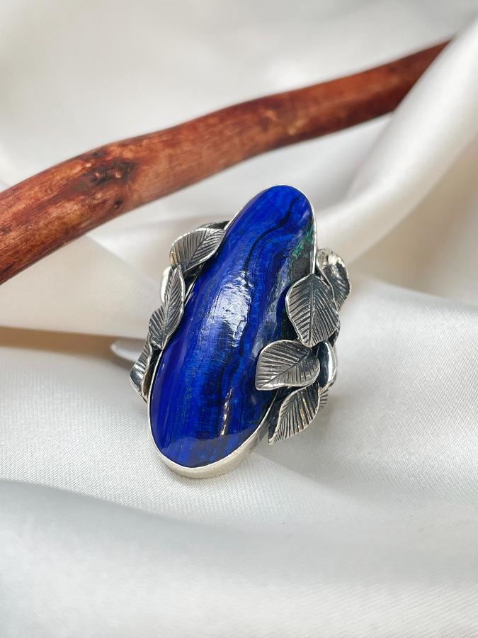 купить Кольцо из серебра с азуритом,18,5 размер  , фото 1