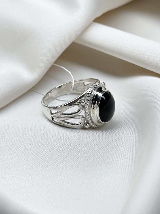 купить Кольцо из серебра с черным ониксом,19 размер , фото 3