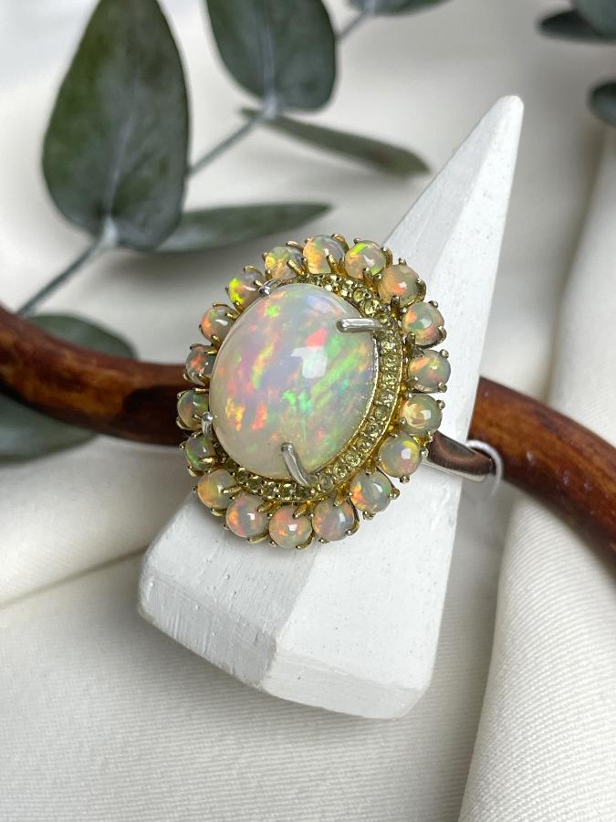 купить Кольцо из серебра с благородным опалом, 18,0 размер  , фото 4