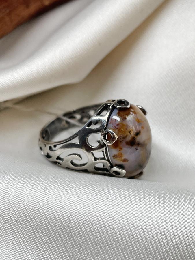 купить Кольцо из серебра с агатом, 17,5 размер  , фото 2