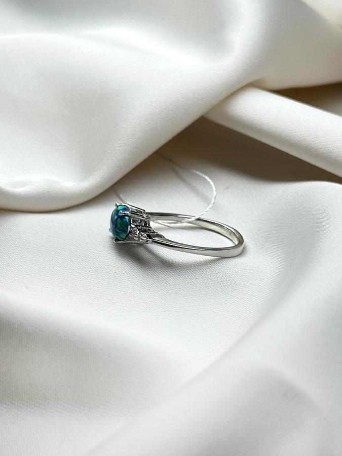 купить Кольцо из серебра с опалом (искусственный), 17,5 размер , фото 2