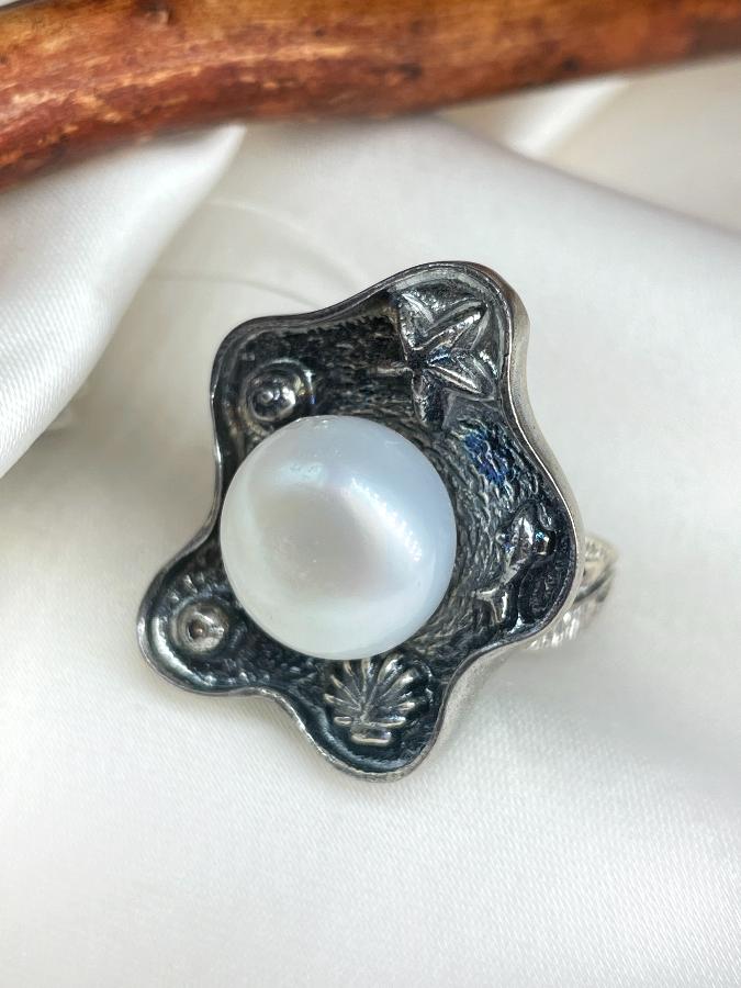 купить Кольцо из серебра с жемчугом, 17,5 размер  , фото 1