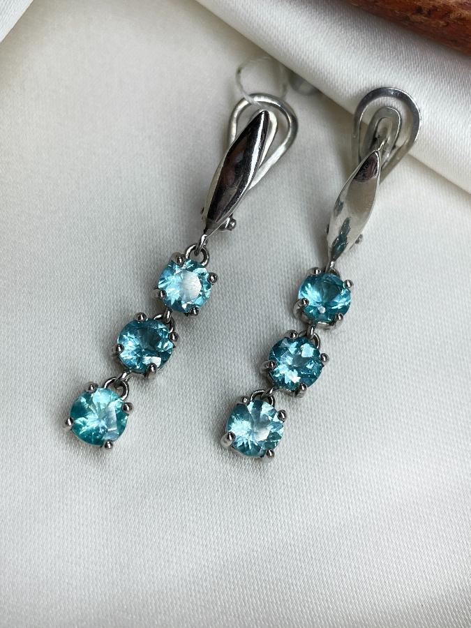 Серьги из серебра с топазом  U-2309, фото 2