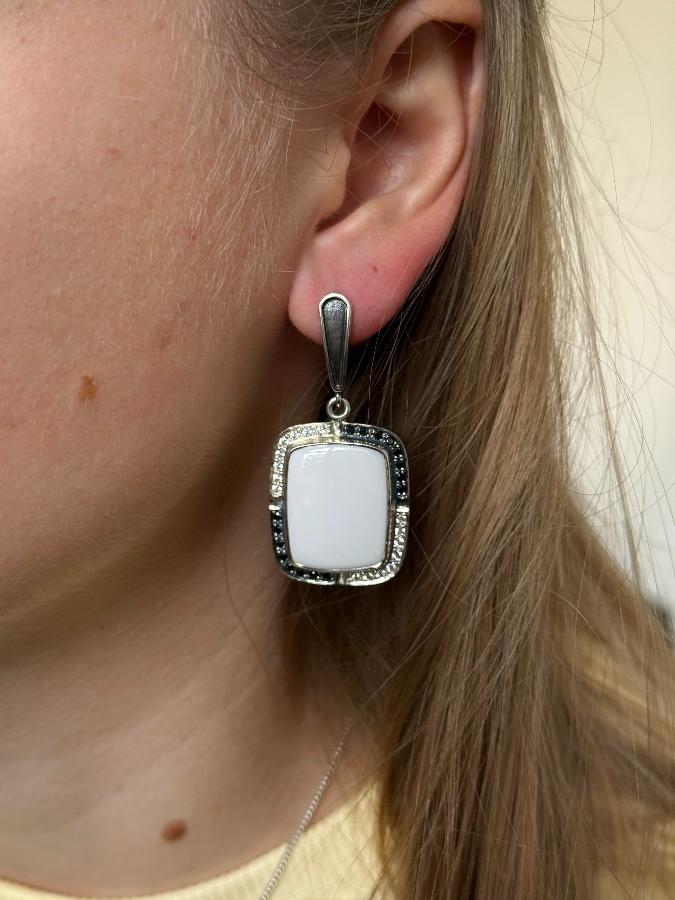 купить Серьги из серебра с кахолонгом  , фото 5