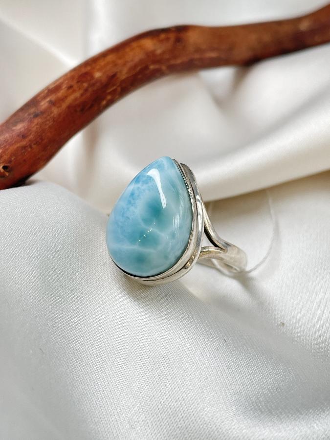 купить Кольцо из серебра с ларимаром,18,5 размер , фото 1