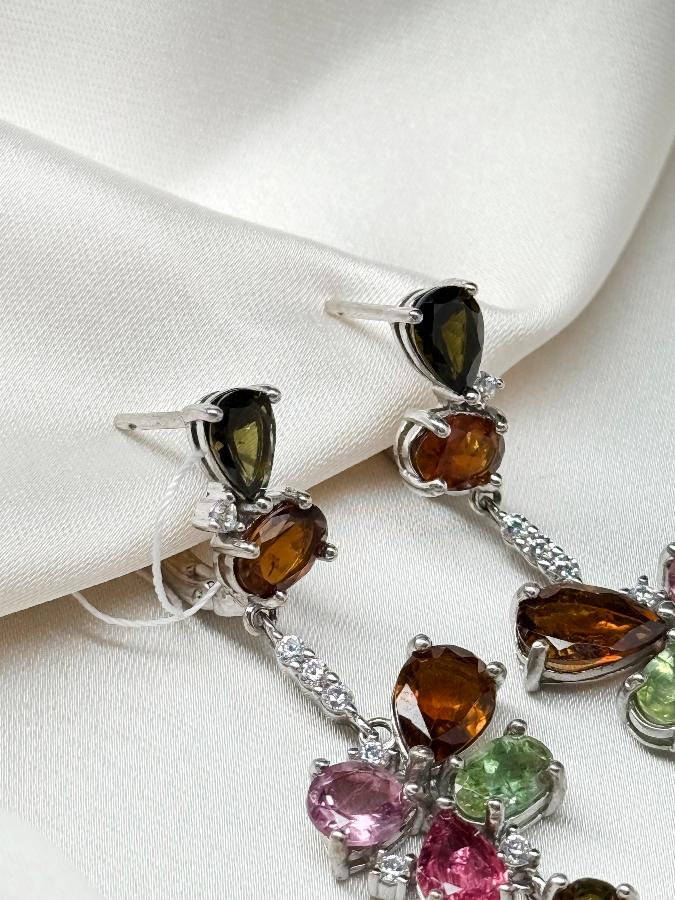 Серьги из серебра с турмалином  U-3714, фото 2