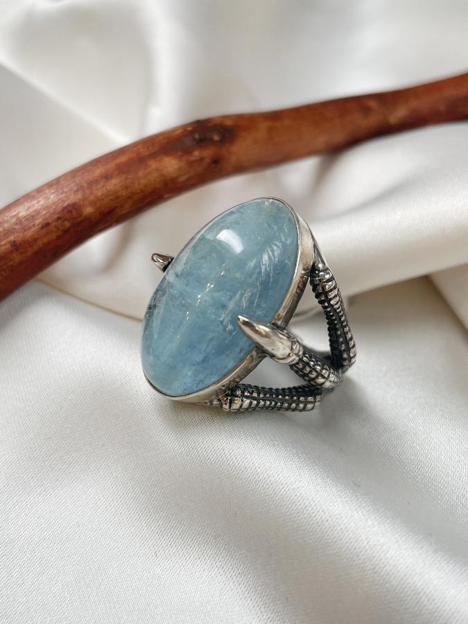 купить Кольцо из серебра с аквамарином,18 размер  , фото 2