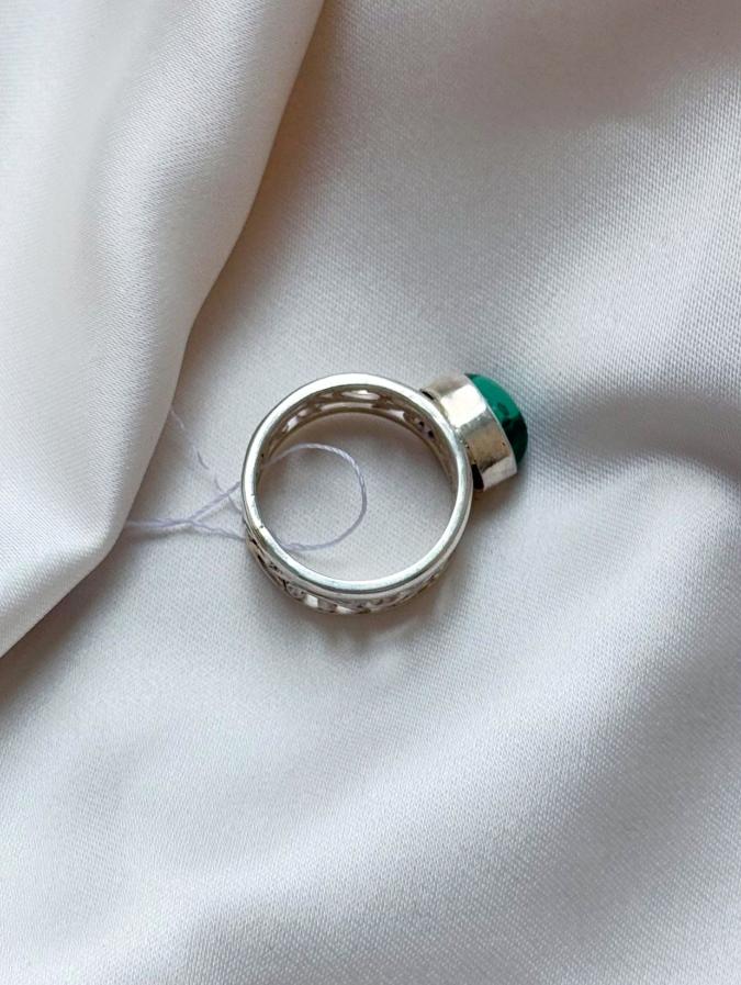 купить Кольцо из серебра с малахитом,17 размер , фото 2