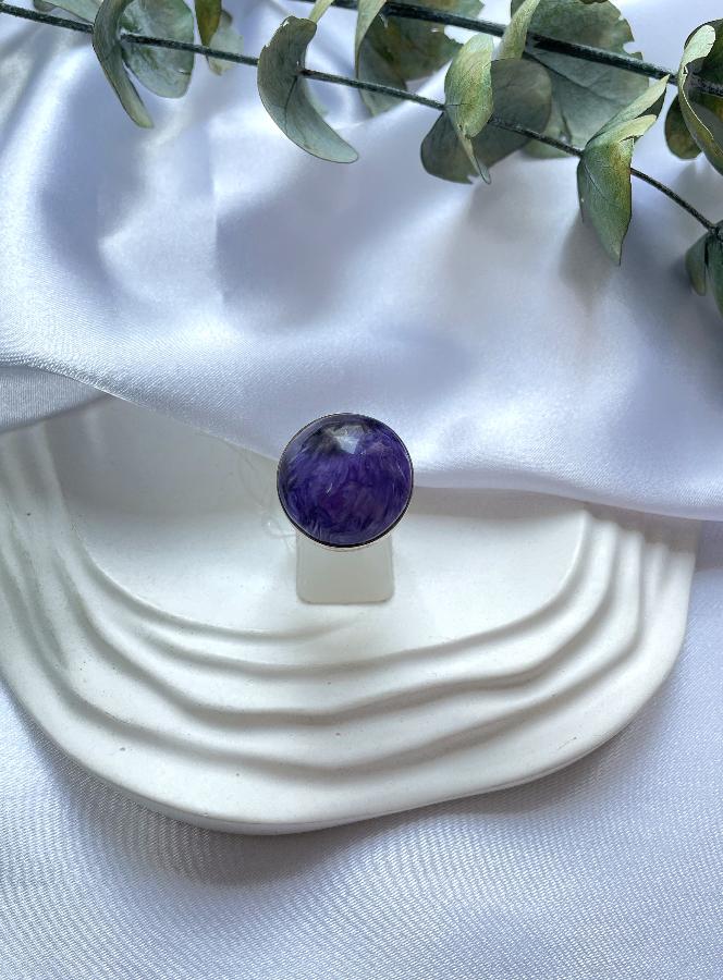 купить Кольцо из серебра с чароитом, 18,0 размер  , фото 3