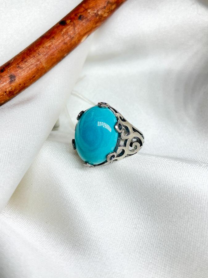 купить Кольцо из серебра с хризоколлой,17,5 размер  , фото 4