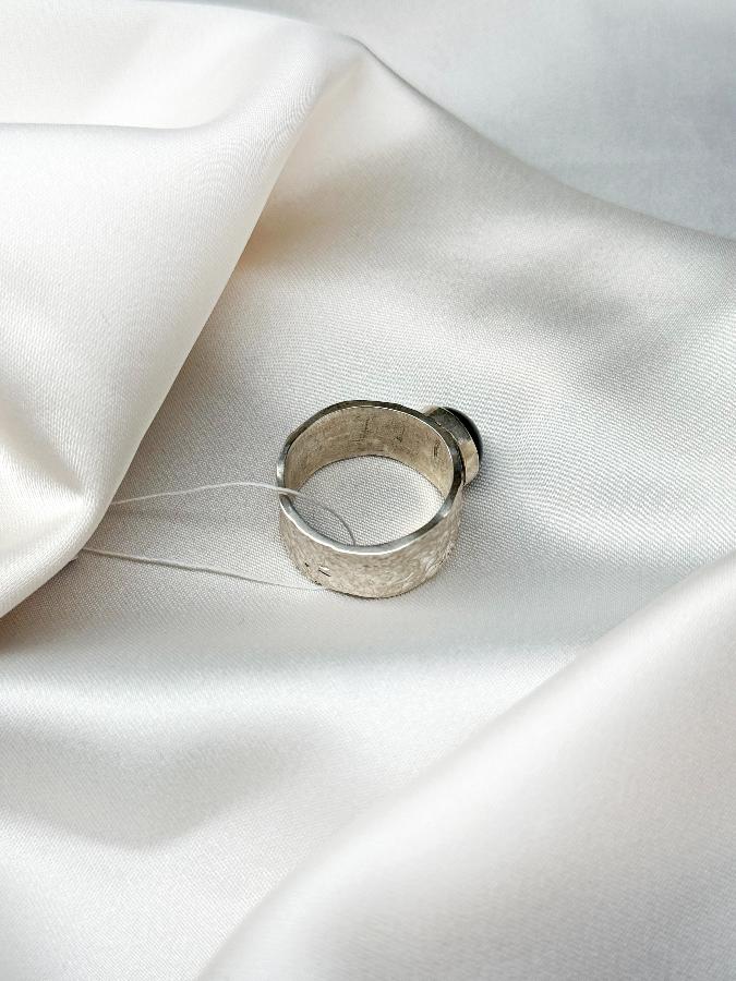 купить Кольцо из серебра с черным агатом,19 размер , фото 4