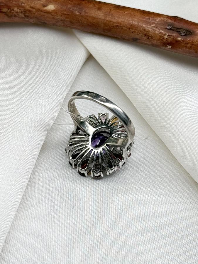 купить Кольцо из серебра с аметистом и турмалином,18 размер , фото 4