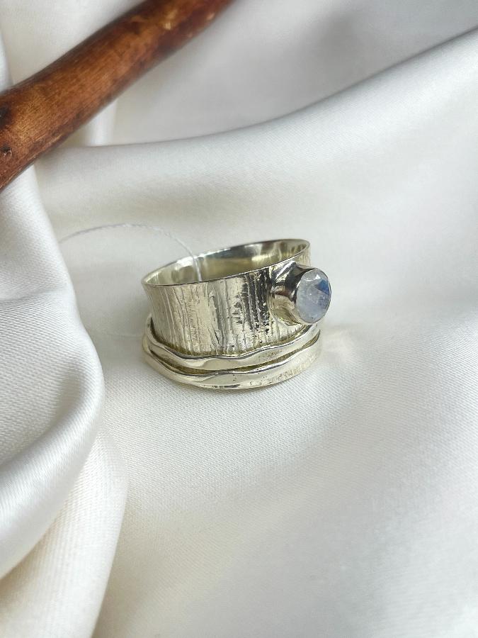 Кольцо из серебра с лунным камнем, 19 размер U-3760, фото 3
