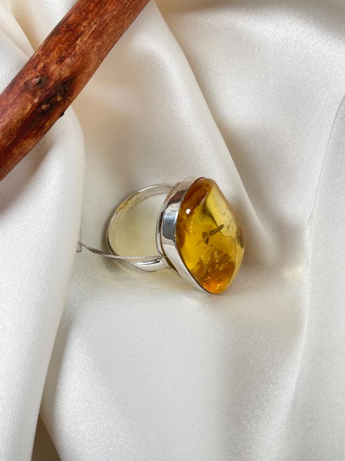 купить Кольцо из серебра с янтарем,18,5 размер , фото 4