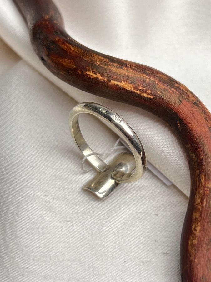 Кольцо из серебра с шерлом (чёрный турмалин), 16,5 размер U-669, фото 4
