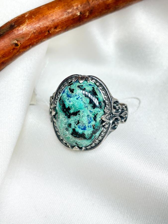 купить Кольцо из серебра с хризоколлой,19,5 размер , фото 1