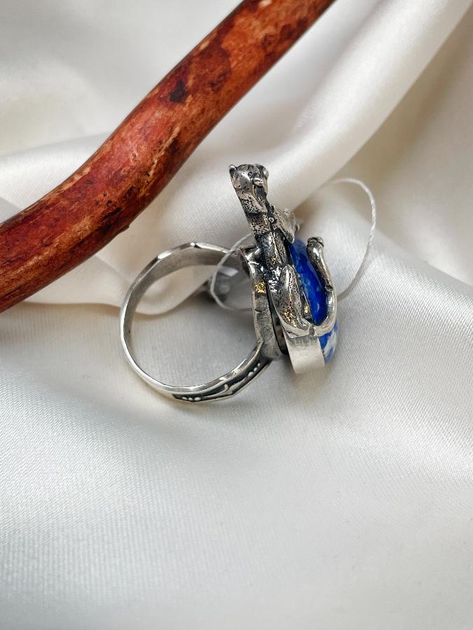 Кольцо из серебра с лазуритом,18 размер  U-1290, фото 4