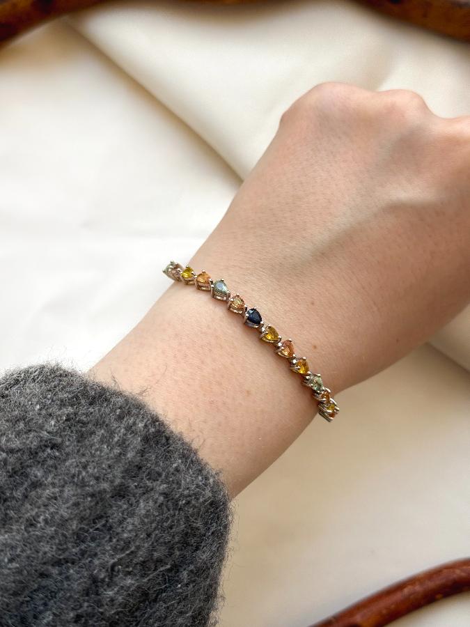 купить Браслет из серебра с разноцветными сапфирами , фото 5