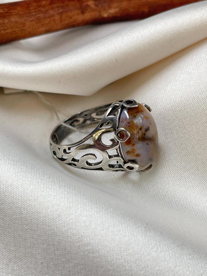 купить Кольцо из серебра с агатом, 17,5 размер  , фото 5