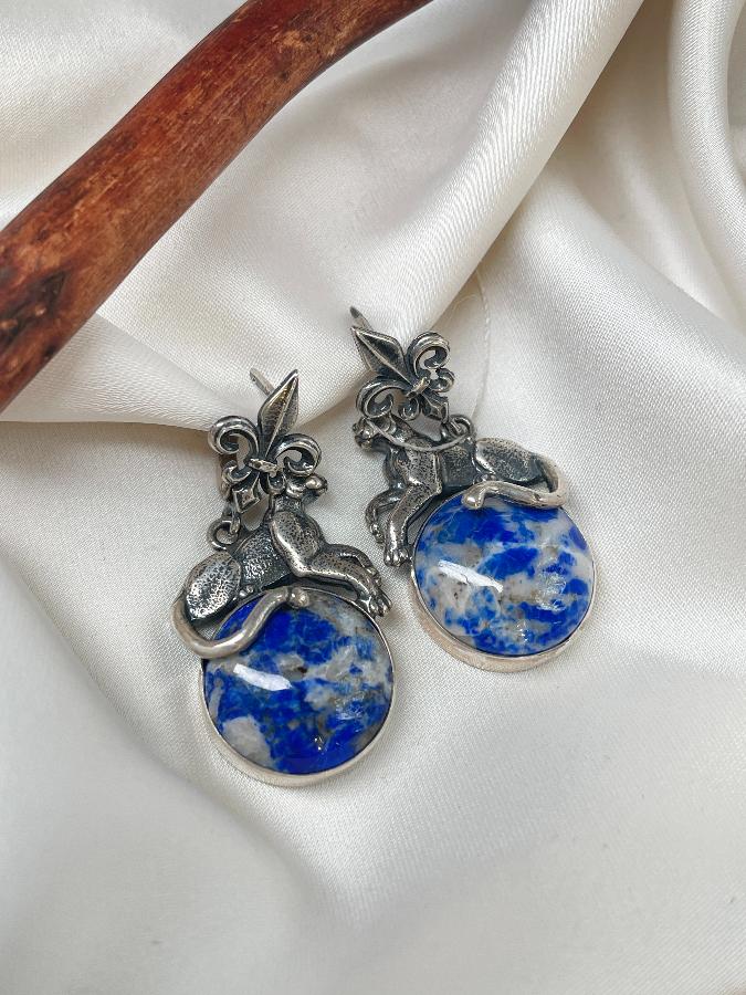 купить Серьги из серебра с лазуритом  , фото 2