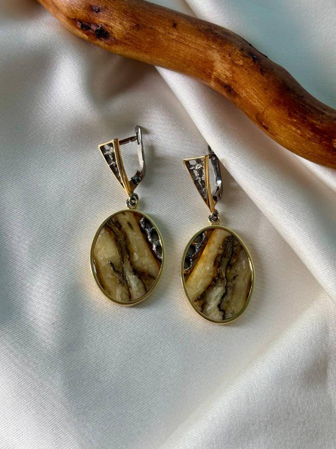 купить Серьги из серебра с янтарем , фото 1