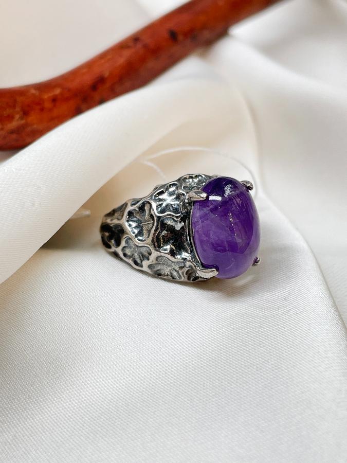 Кольцо из серебра с аметистом, 17,5 размер  KL-1305, фото 4