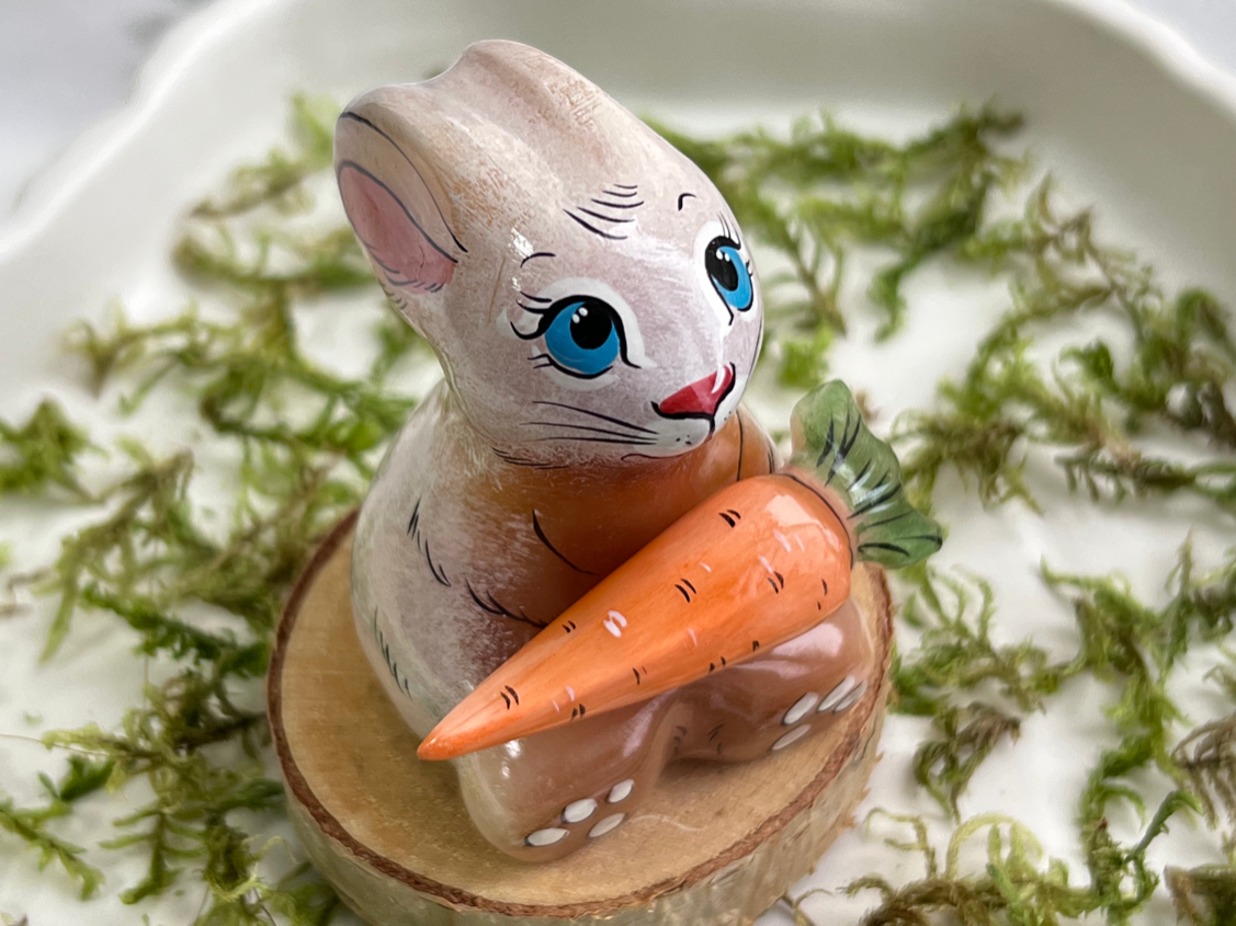 Кролик с морковкой из селенита  FG-0307, фото 2