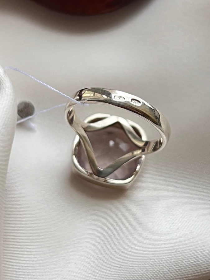 Кольцо из серебра с розовым кварцем в огранке, 19,25 размер U-1180, фото 4