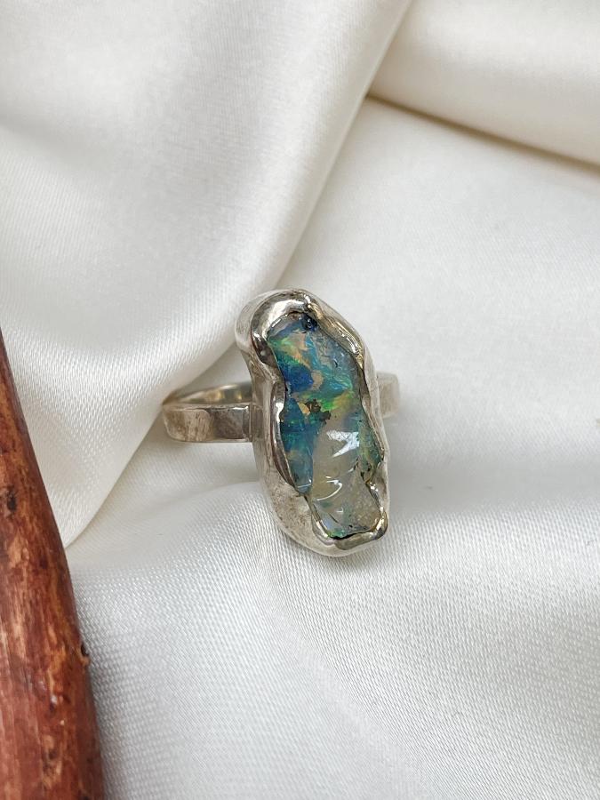 купить Кольцо из серебра с благородным опалом,16 размер  , фото 3