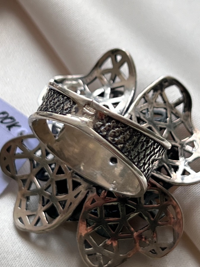 Кольцо из серебра в форме цветка с чароитом, 19,5 размер U-887, фото 4
