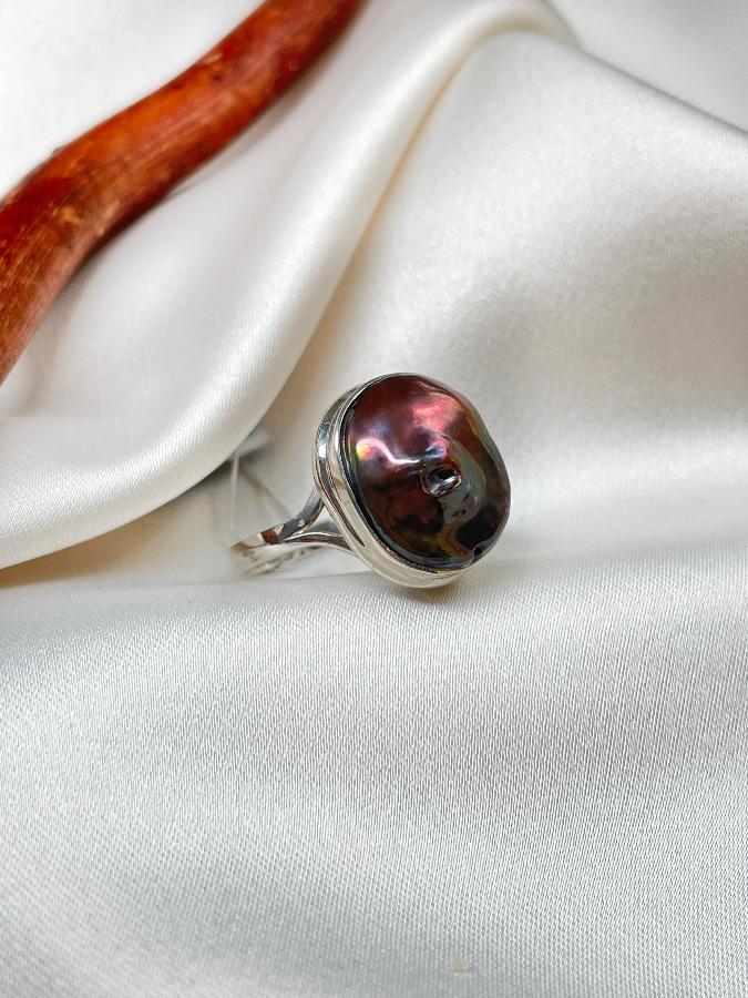 купить Кольцо из серебра с жемчугом Барокко, 18 размер  , фото 3