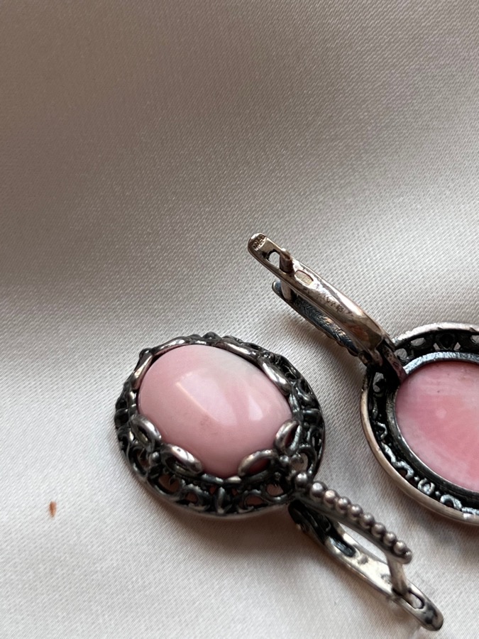 Серьги из серебра с розовым кораллом 557031, фото 4
