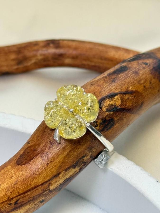 купить Кольцо из серебра с желтым янтарем  , фото 3