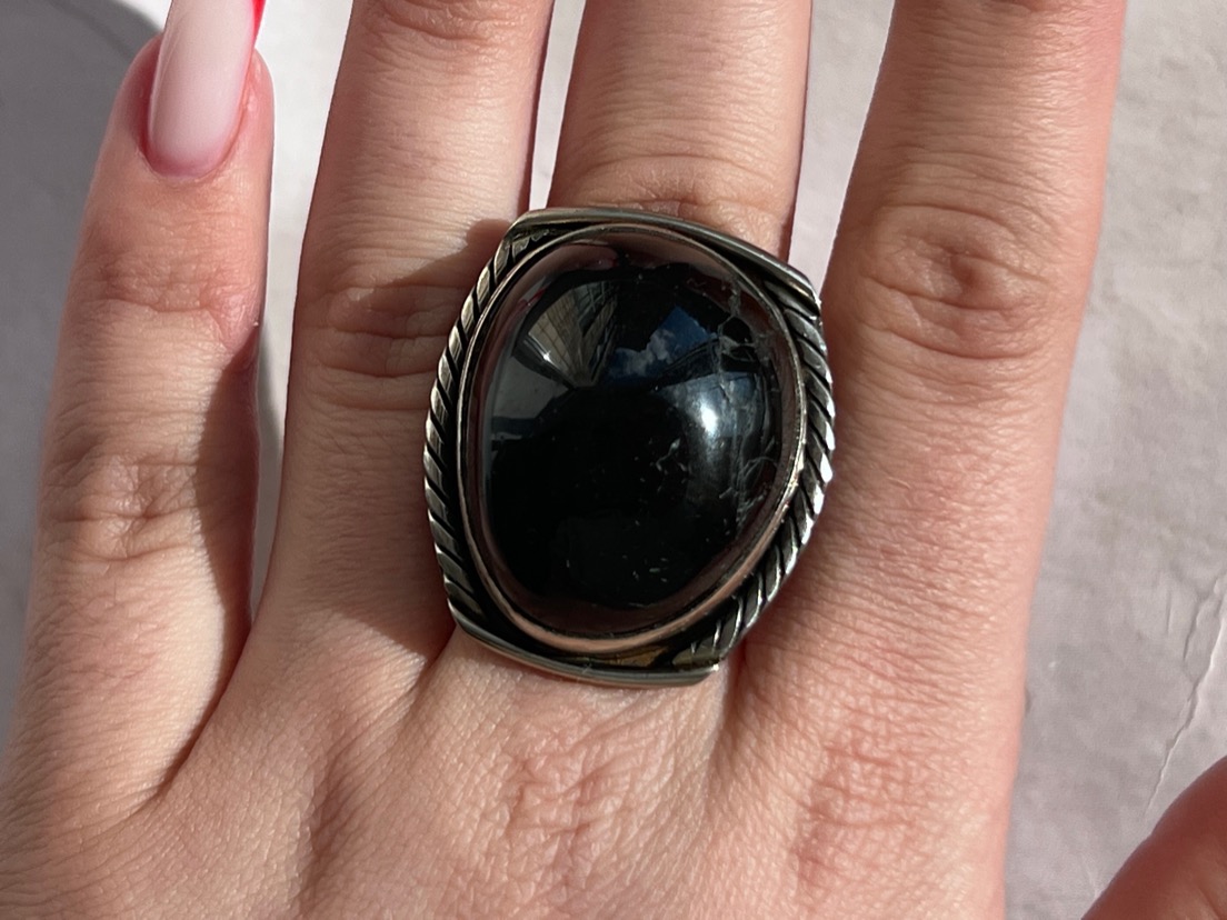 Кольцо с чёрным турмалином (шерл), 19 размер KL-0965, фото 4