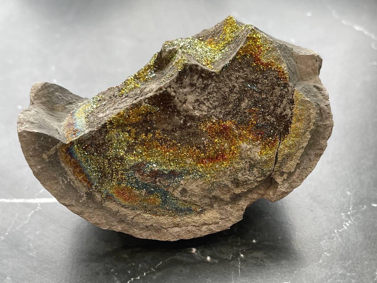 Спектропирит (пирит, марказит), 9,6х6,3х6,0 см OBM-0187, фото 2