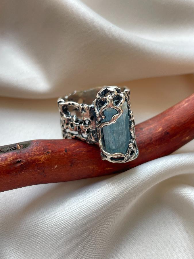 купить Кольцо из серебра с аквамарином,18,5 размер , фото 1