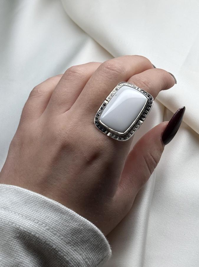 купить Кольцо из серебра с кахолонгом, 16,5 размер , фото 5